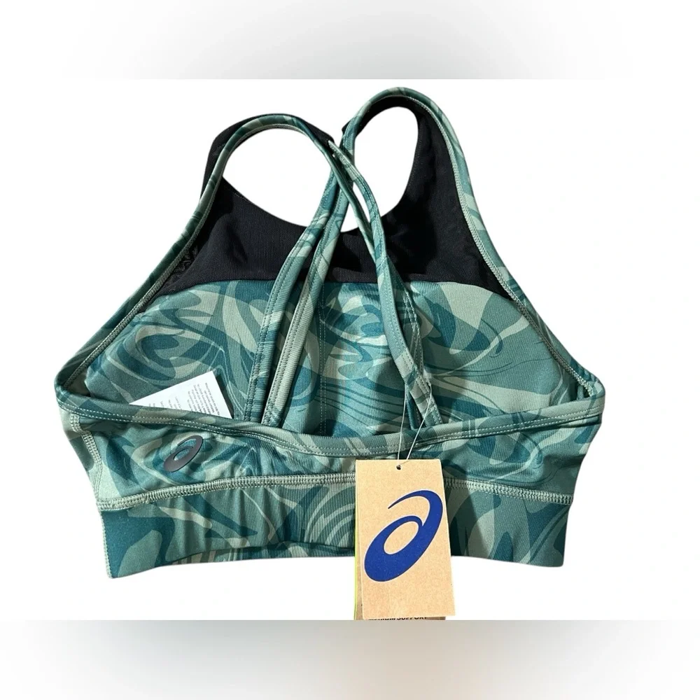 ASICS‎ kate strappy medium support sports bra bralette removable pads green XS